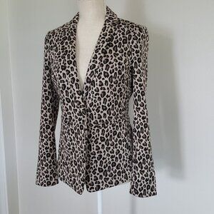 MARKS & SPENCER Leopard Print Blazer Animal Print Fitted Knit Jacket M